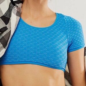 NWOT FREE PEOPLE seamless micro sonic blue crop top bra